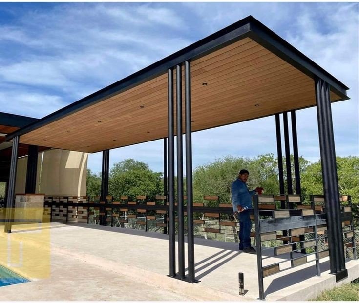 تكسيات مظلات خشبية حي الروضة الرياض
