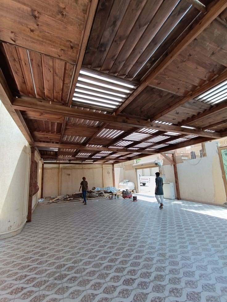 مظلات مواقف سيارات خشبية الرياض