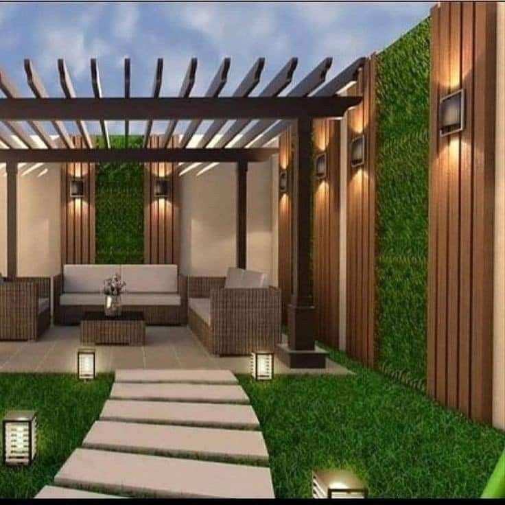 تركيب مظلات جلسات خارجية للفلل بالرياض بتصميم مودرن.